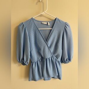 ASOS Baby Blue Puff Sleeves Blouse Size 2